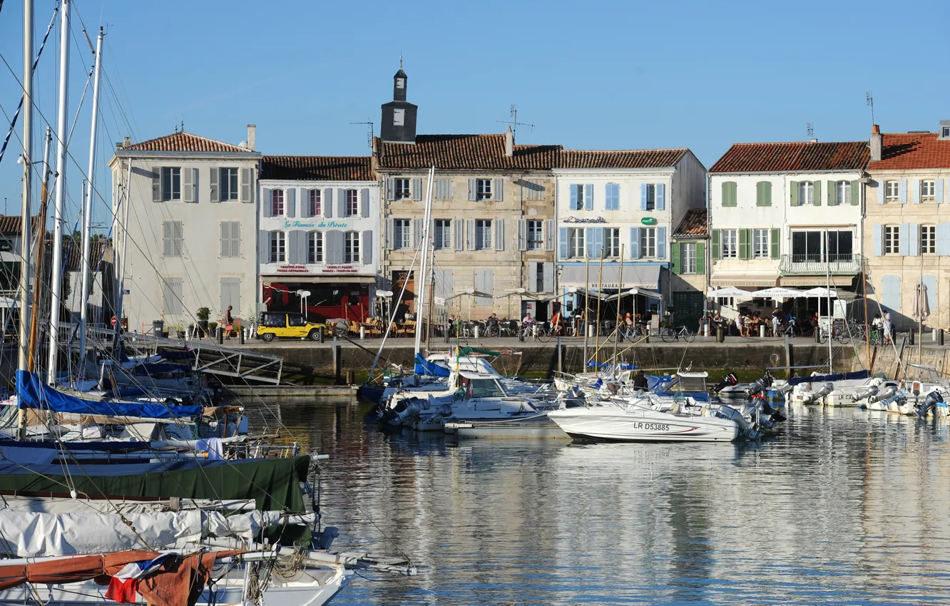 Фото обои France, Harbor, boats, Ile de Ré, Charente Maritime, La Flotte en Ré