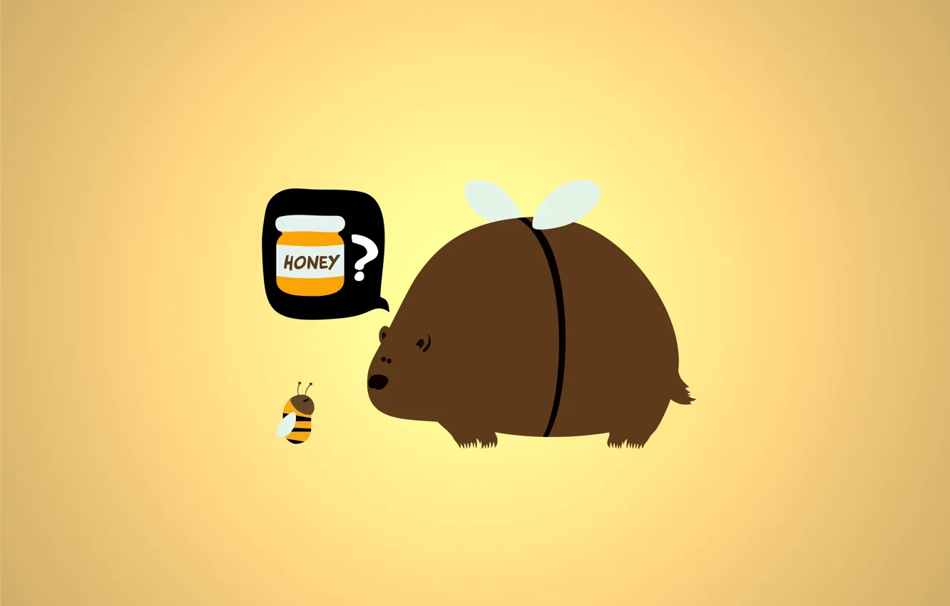 Фото обои пчела, мед, Медведь