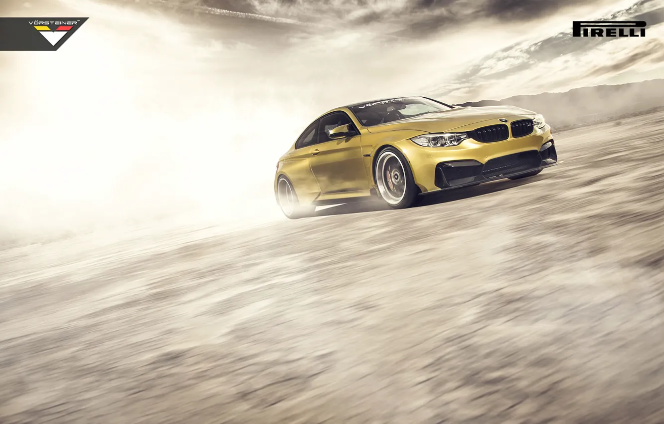 Фото обои BMW, Car, Vorsteiner, Yellow, Pirelli, Wheels, 2015, GTRS4