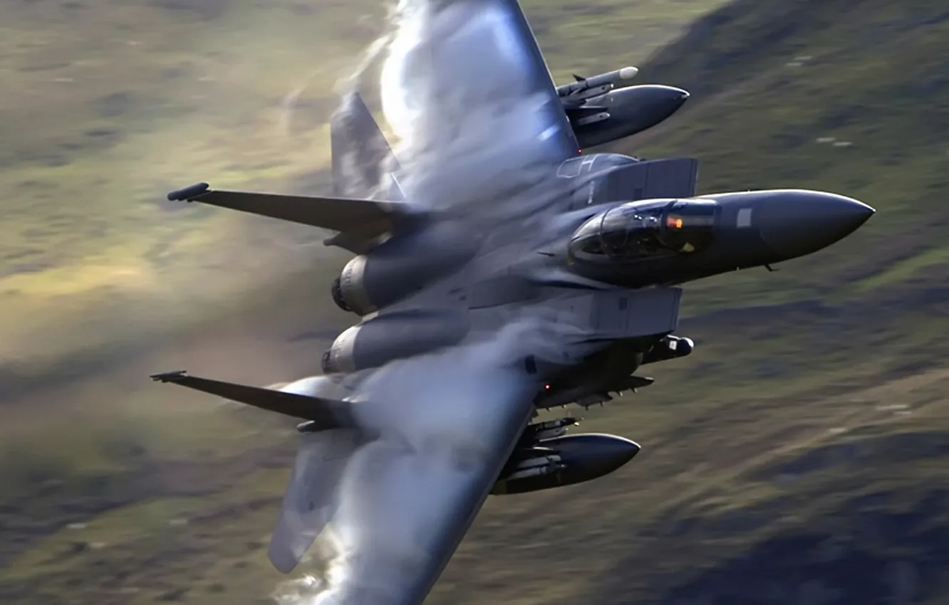 Фото обои истребитель, США, Eagle, F-15, всепогодный, тактический, Эффект Прандтля — Глоерта