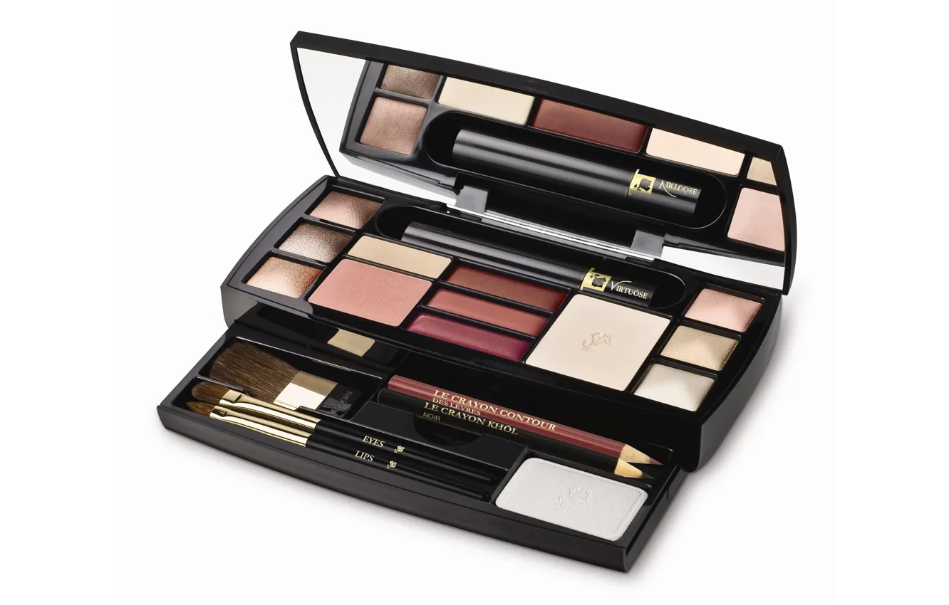 Фото обои тени, косметика, кисточки, набор, карандашы, Lancome