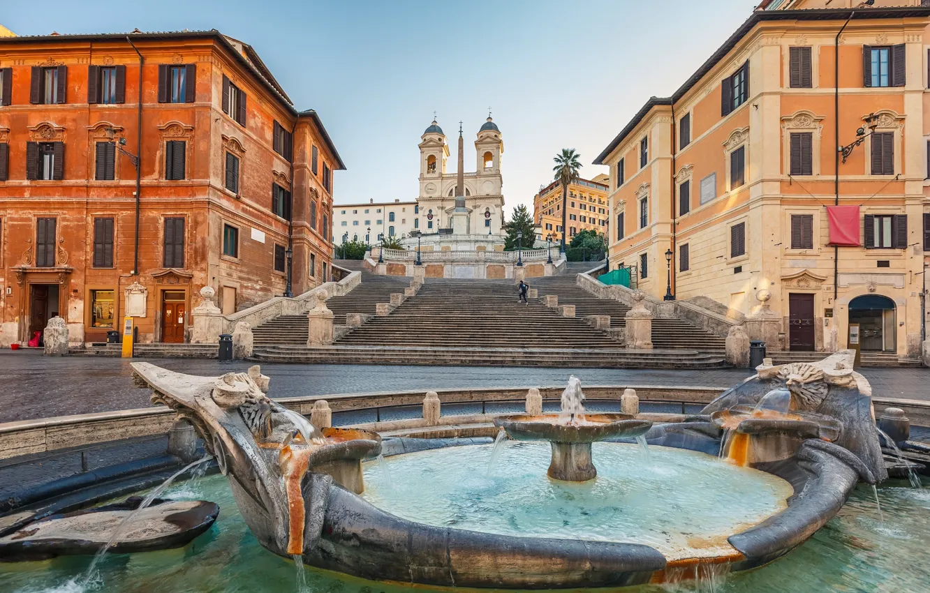 Фото обои город, здание, Рим, фонтан