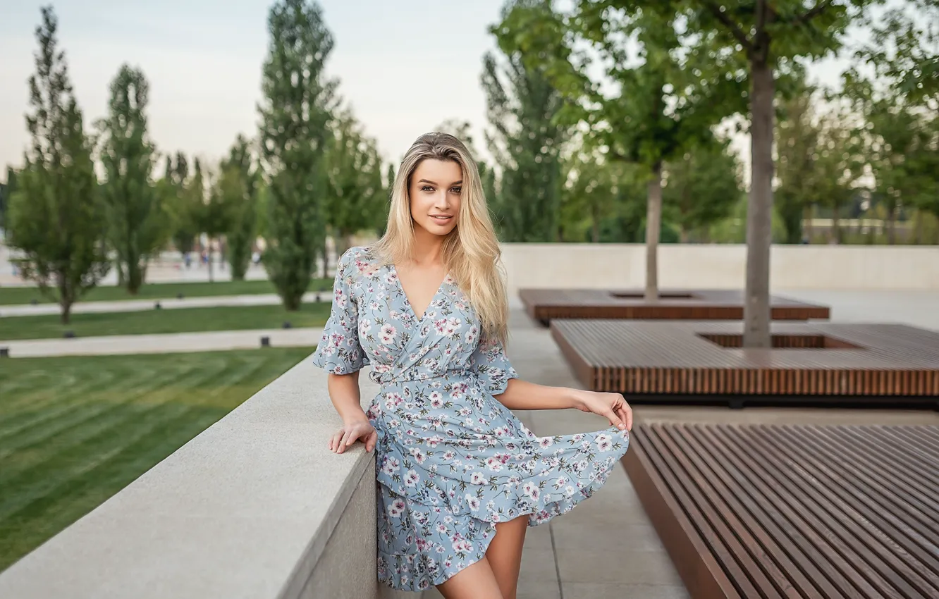 Фото обои dress, smile, blonde, Георгий Дьяков