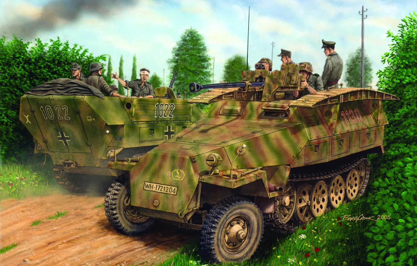 Фото обои Бронетранспортер, Вермахт, Sd. Kfz. 251, Sd.Kfz.251/7 Ausf.D