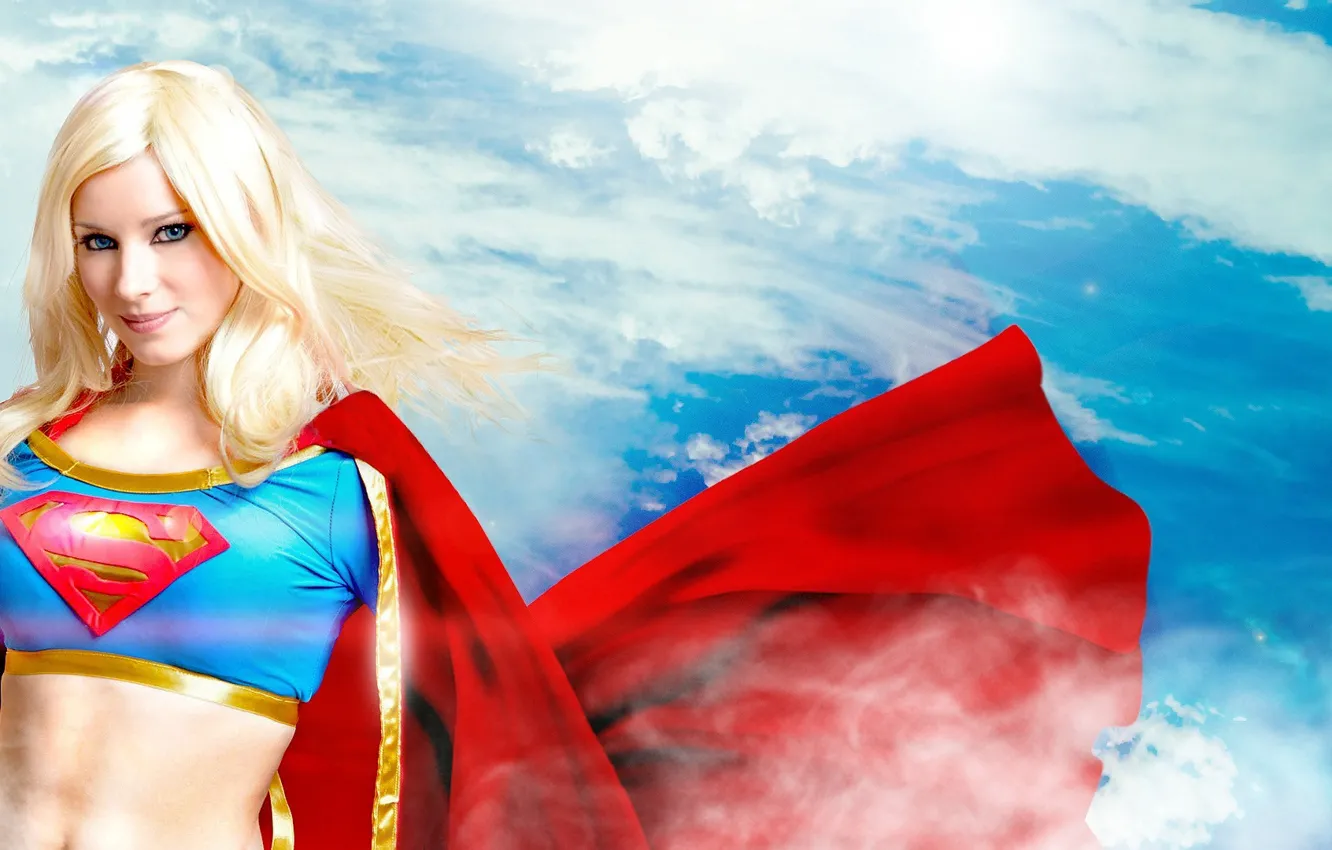 Фото обои девушка, блондинка, superwoman, супервуман