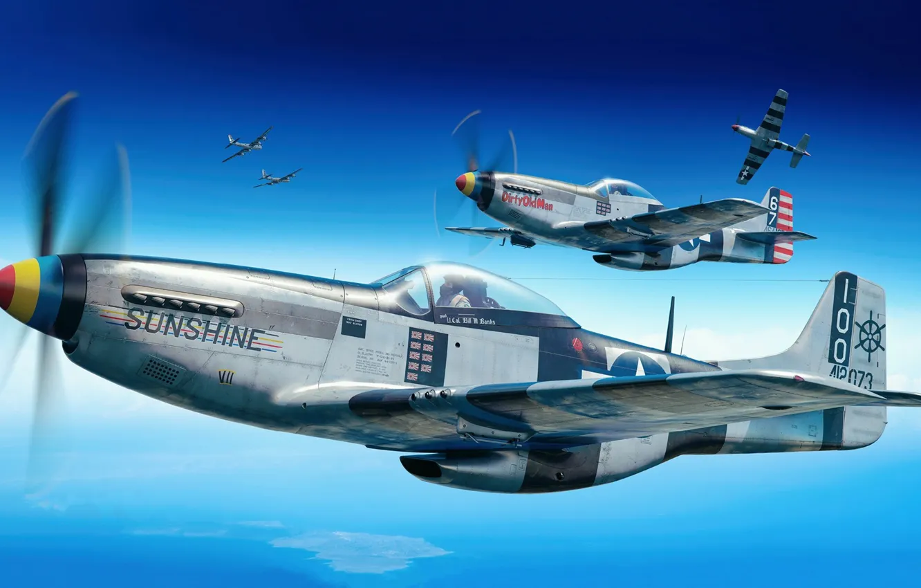 Фото обои истребитель, США, North American P-51 Mustang, US Airforce, Piotr Forkasiewicz, P-51K Mustang
