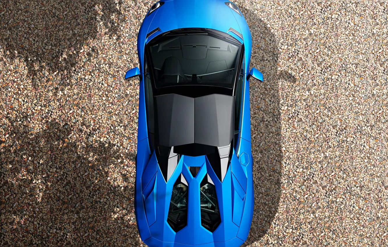 Фото обои car, lamborghini, shadow, pebble, top view, car top view