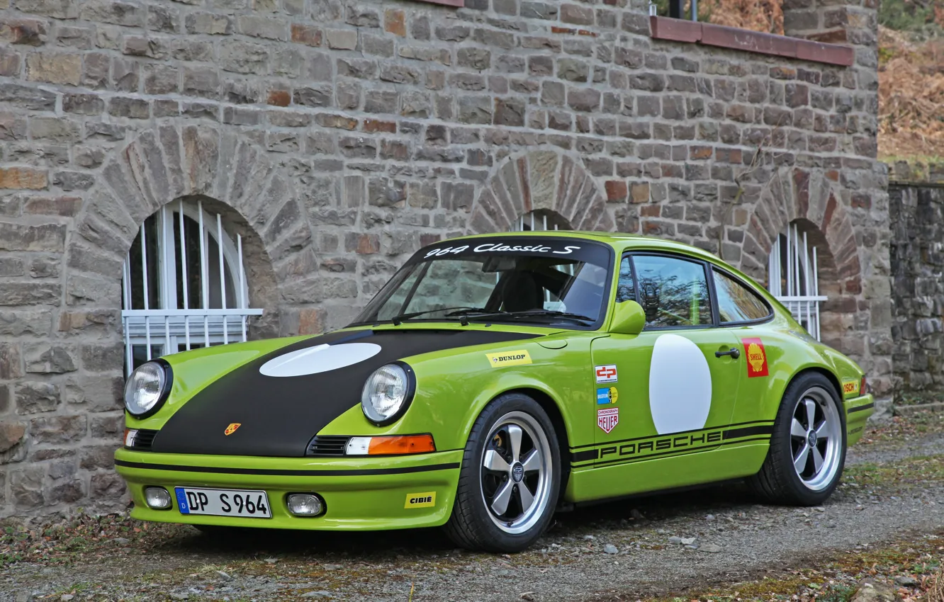 Фото обои Porsche, Green, Porsche 911, Front, 964, DP Motorsport