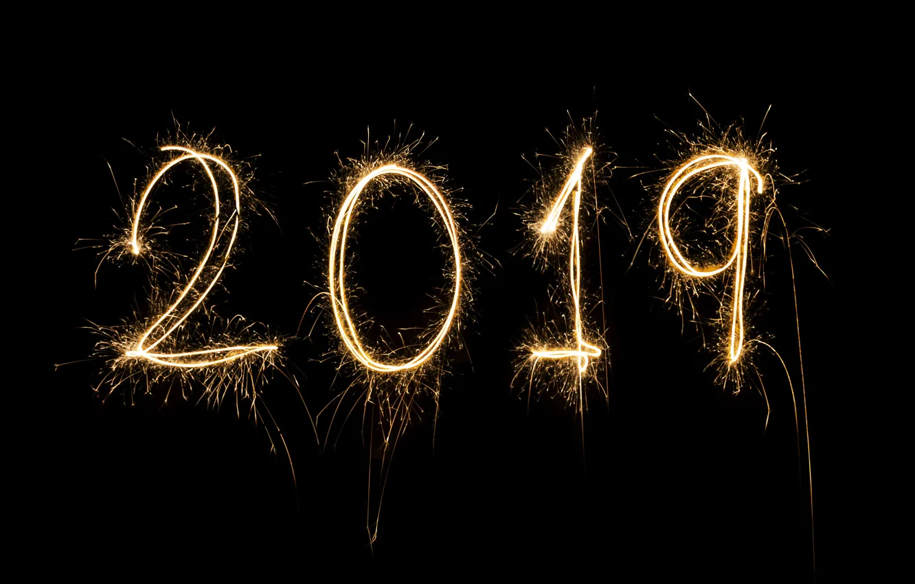 Фото обои золото, Новый Год, цифры, golden, черный фон, black, background, New Year