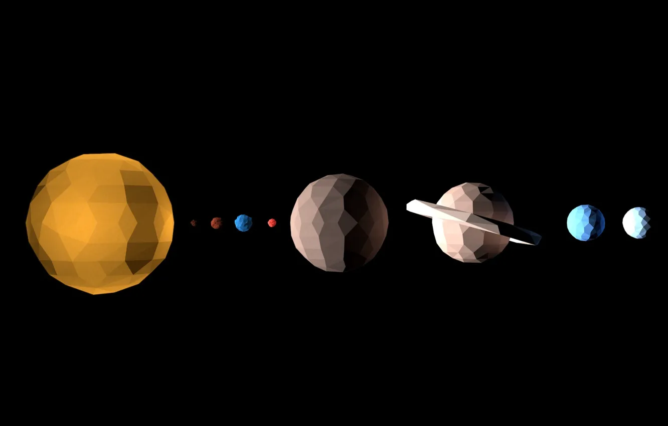 Фото обои космос, планеты, геометрия, солнечная система, фигуры