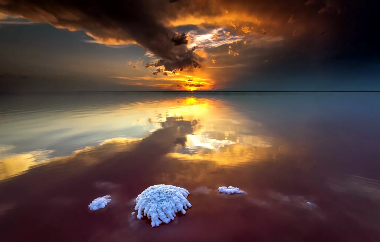 Фото обои море, пейзаж, закат, природа