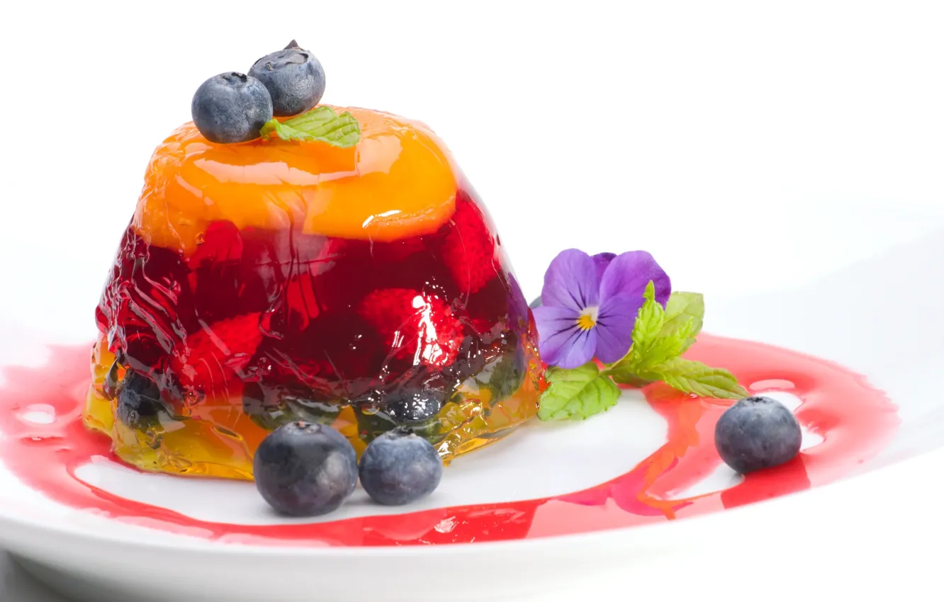 Фото обои ягоды, фрукты, десерт, fruit, желе, blueberry, jelly