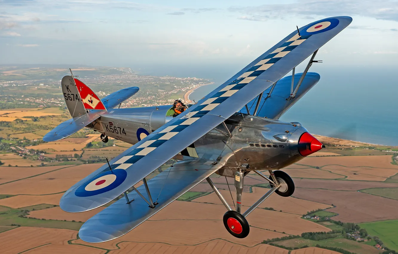 Фото обои Истребитель, Биплан, 1931, RAF, Hawker Fury