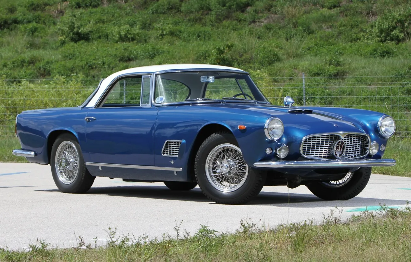 Фото обои Maserati, Roadster, Blue, Old, Convertible, 3500 GT