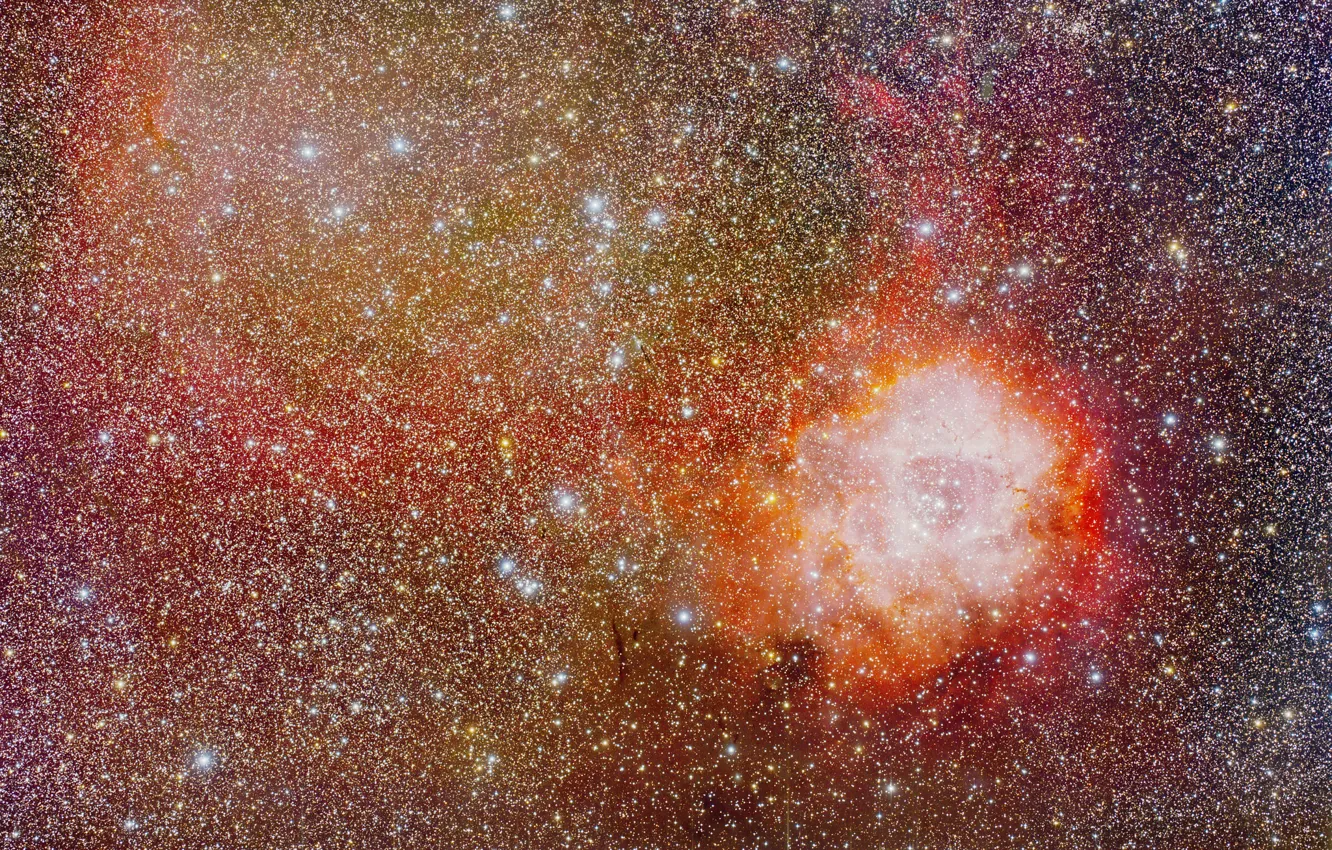 Фото обои космос, Туманность, Розетка, Единорог, NGC 2237, в созвездии, Rosette