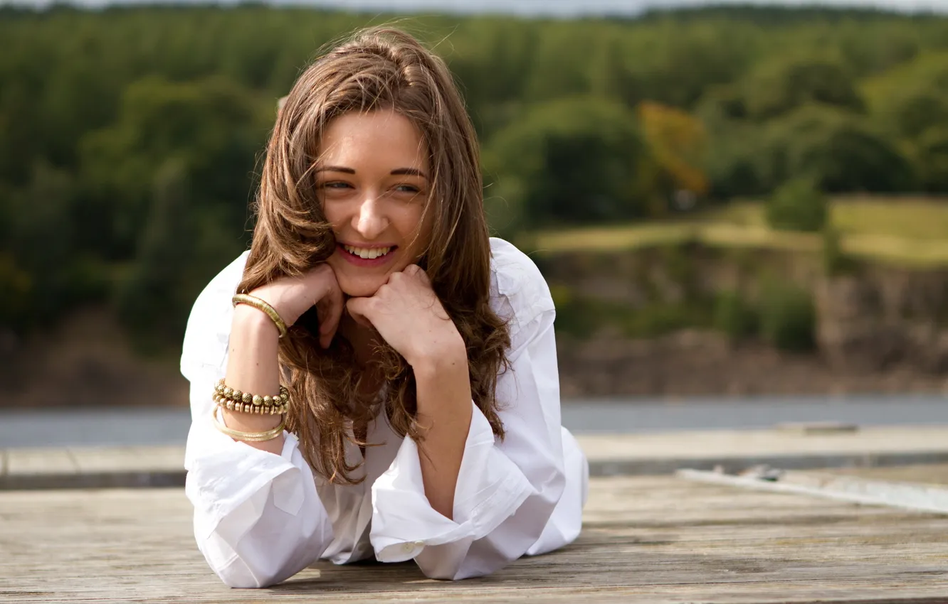 Фото обои девушка, улыбка, настроение