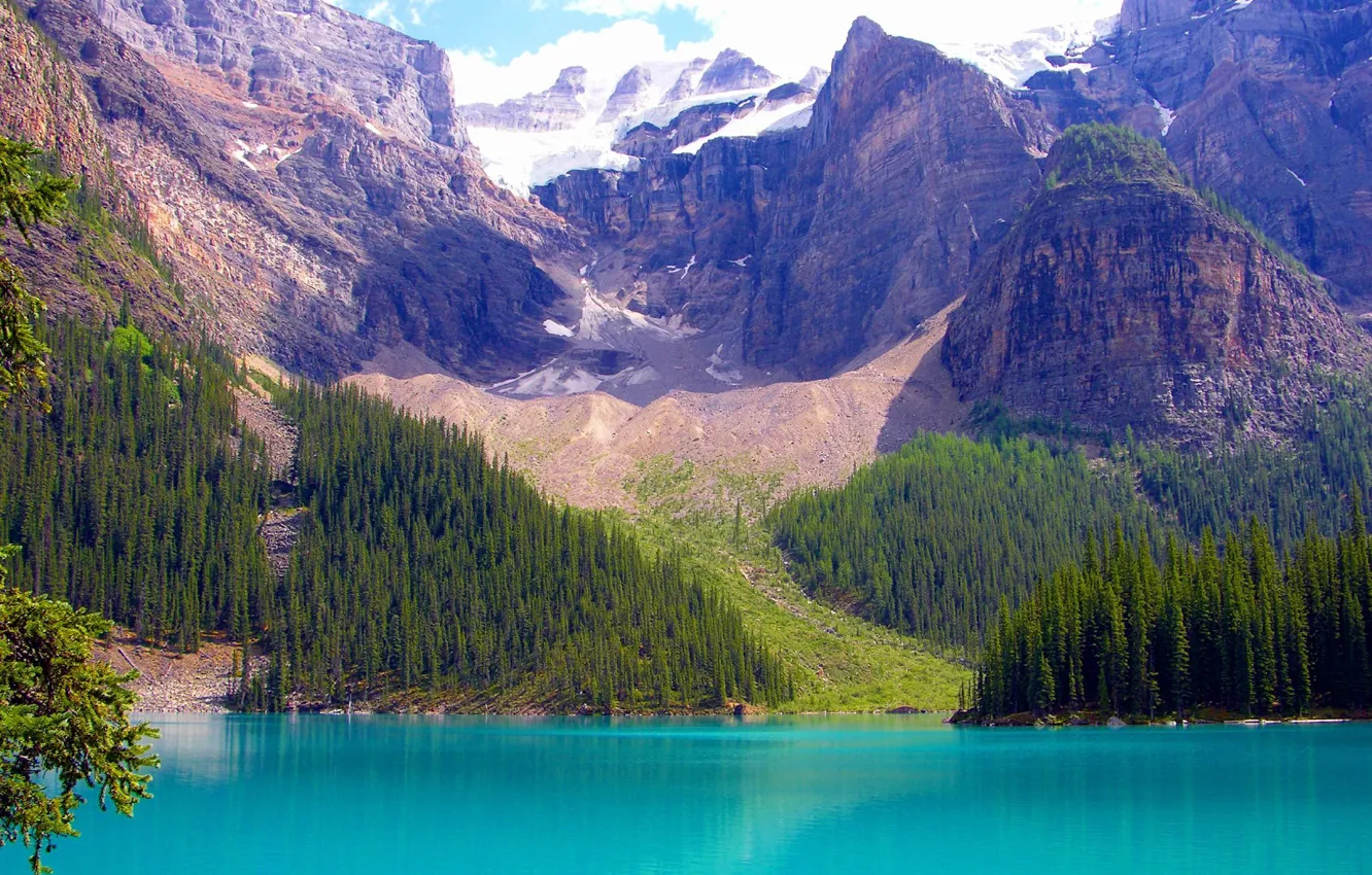 Фото обои лес, небо, деревья, горы, озеро, канада, canada, alberta