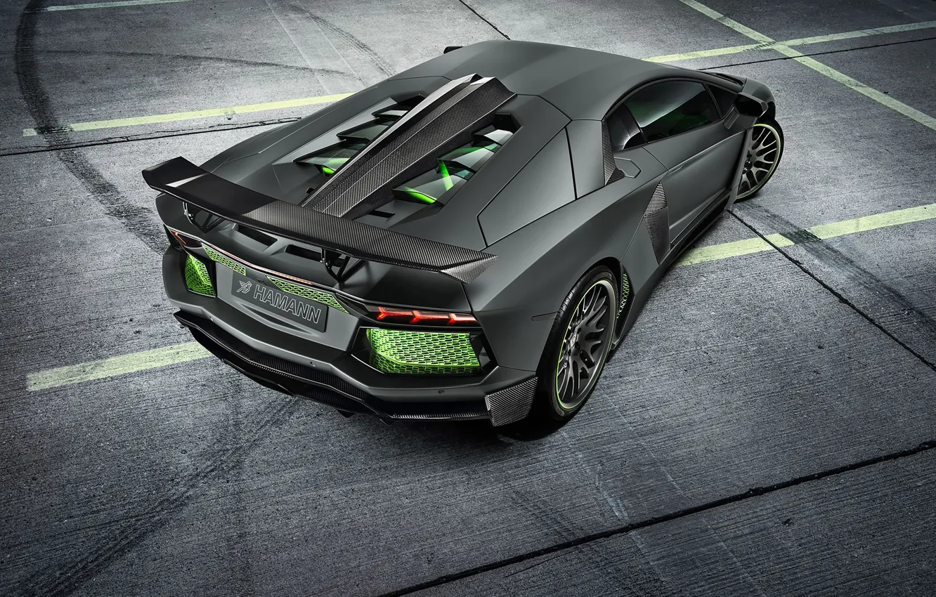 Фото обои Lamborghini, Light, Carbon, Green, LP700-4, Aventador, 2014, Limited