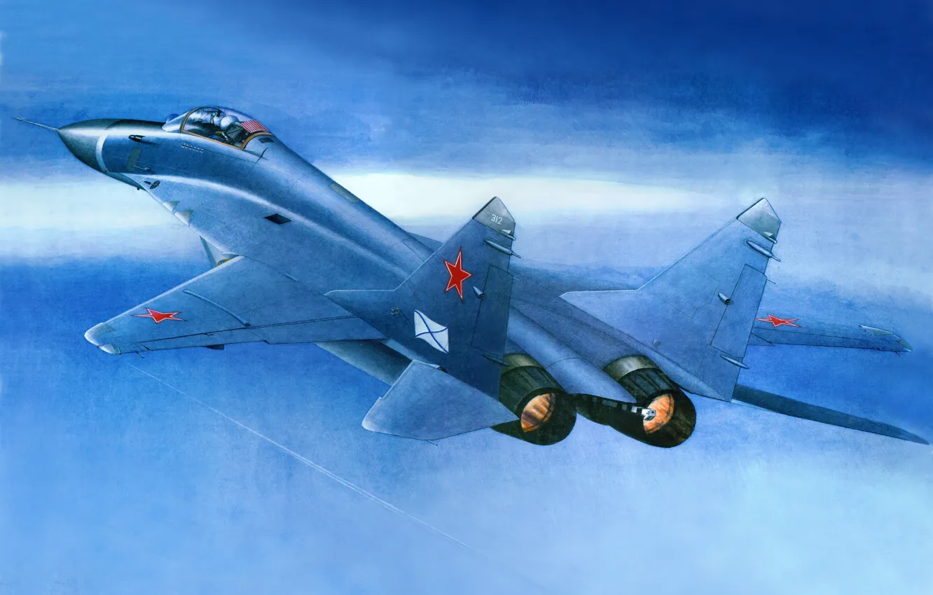 Фото обои авиация, истребитель, арт, самолёт, российский, МиГ-29К, палубный, четвертого поколения