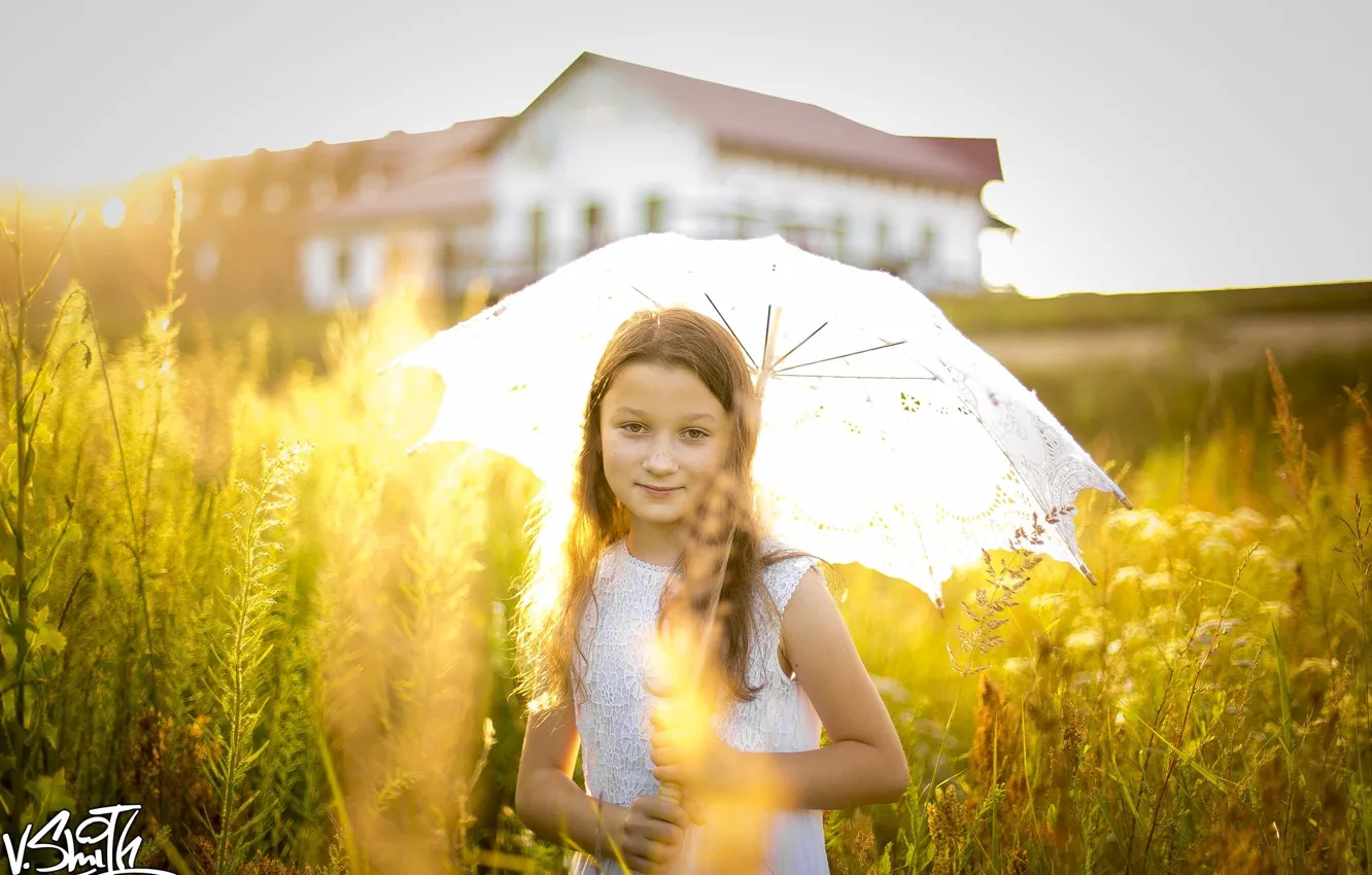 Фото обои зонт, девочка, Владимир Смит, Vladimir Smith