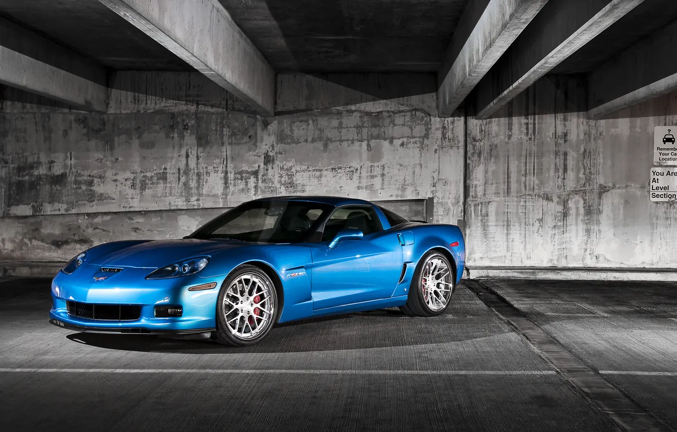 Фото обои голубой, Z06, Corvette, Chevrolet, шевроле, blue, корвет, 360 three sixty forged