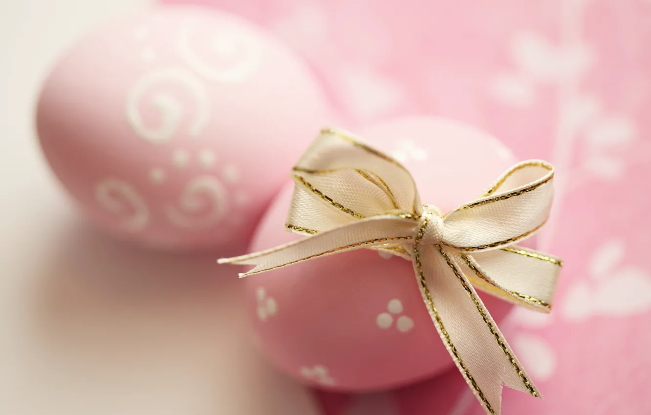 Фото обои Пасха, лента, pink, spring, Easter, eggs, decoration, Happy
