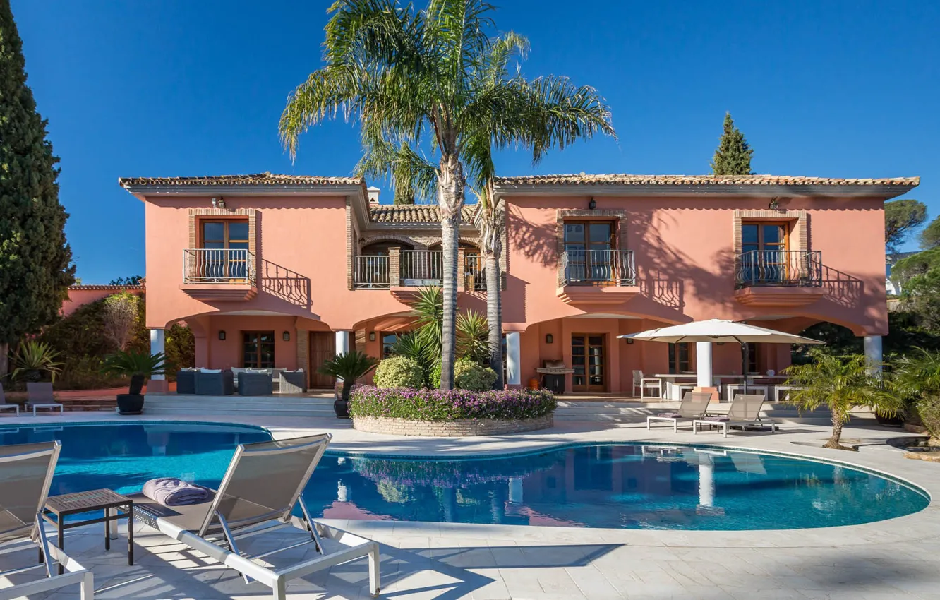 Фото обои пальмы, вилла, бассейн, архитектура, терраса, Villa in El Madroñal