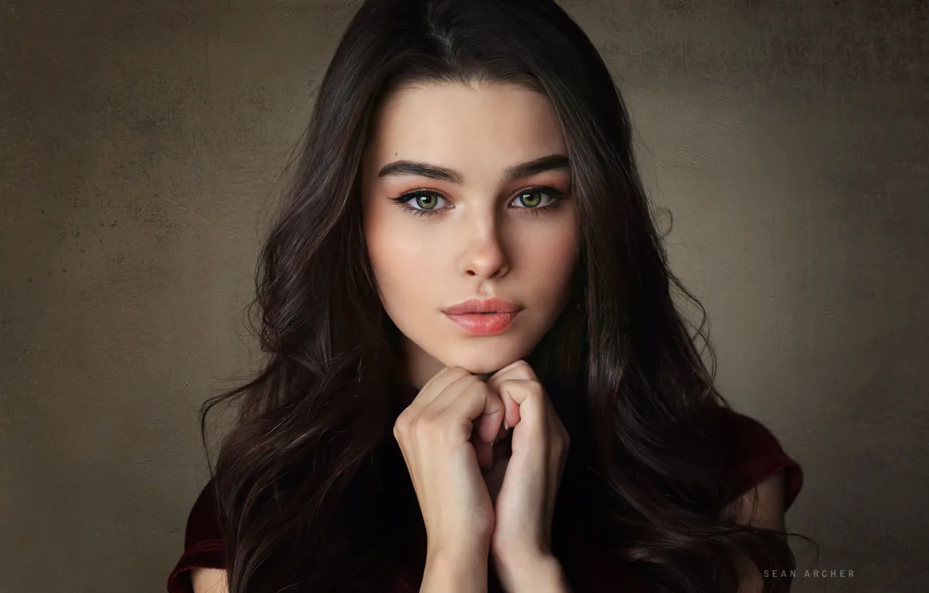 Фото обои взгляд, милая, брюнетка, длинные волосы, pretty, lips, brunette, личико