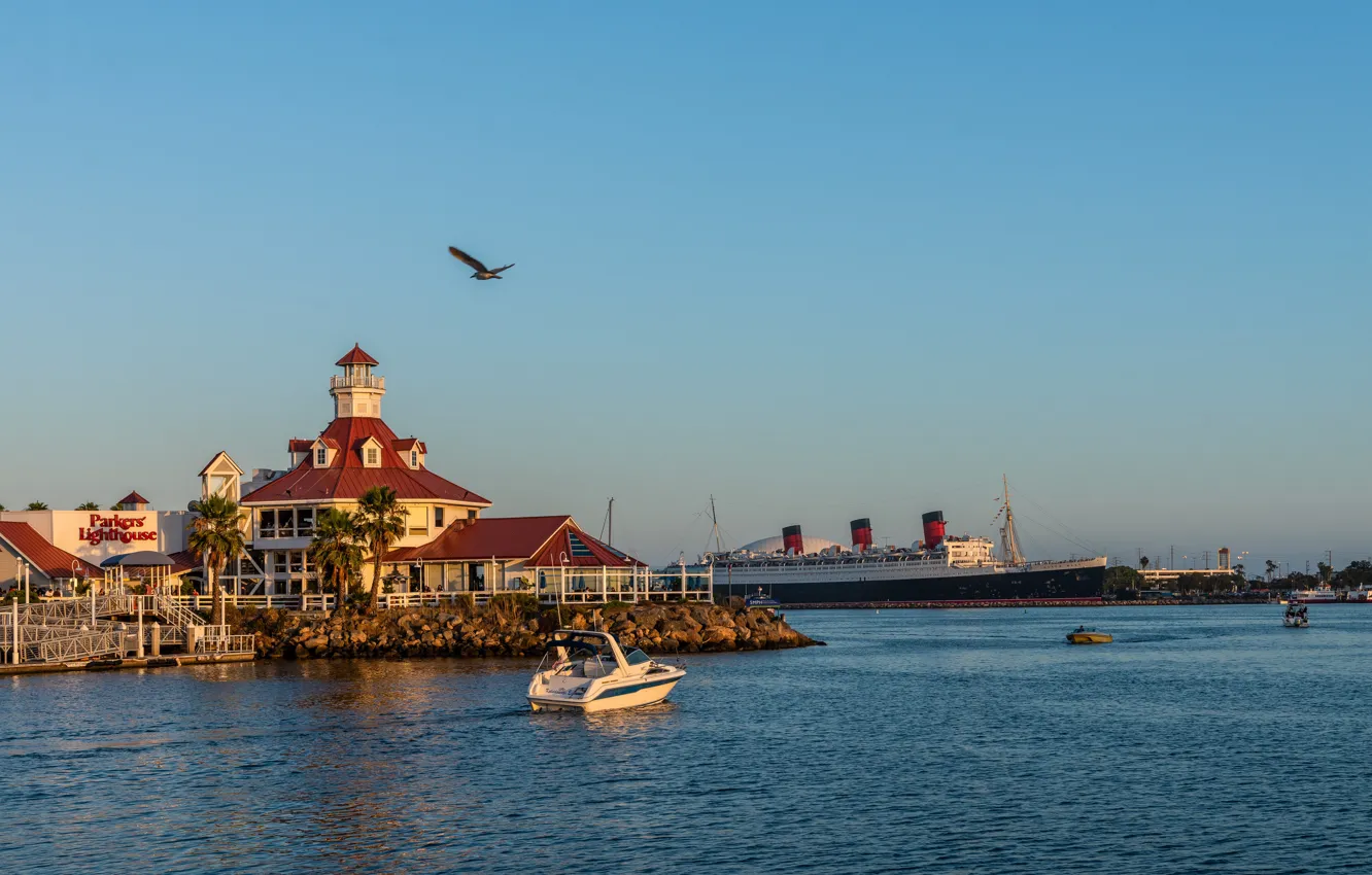 Фото обои фото, Природа, Корабль, Залив, Калифорния, США, Побережье, Long Beach