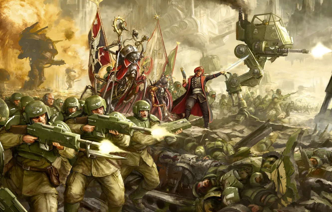 Фото обои soldier, war, weapons, Warhammer 40 000, Imperial Guard, Astra Militarum