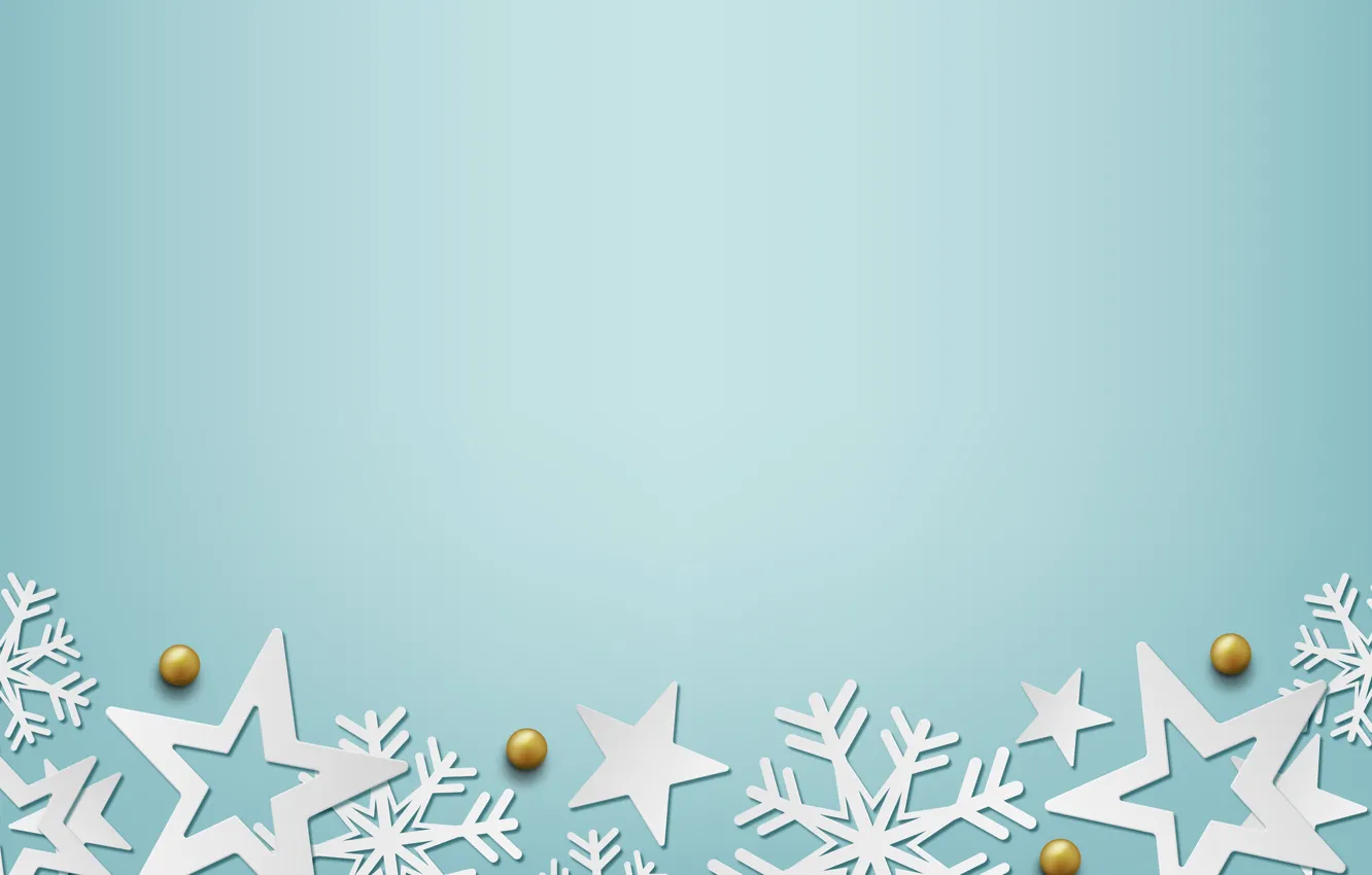 Фото обои зима, снежинки, фон, голубой, Christmas, blue, winter, background