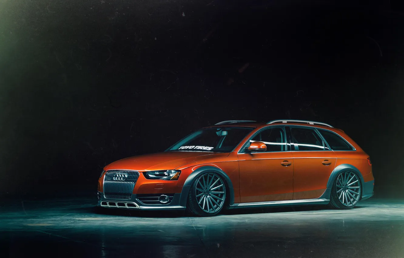 Фото обои Audi, front, orange, Vossen, Toyo Tires