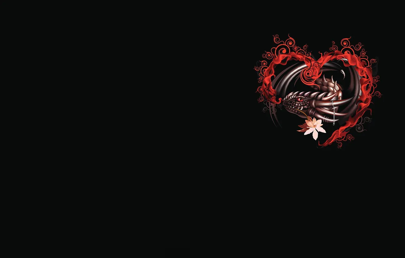 Фото обои дракон, сердце, фэнтези, арт, валентинка, День Святого Валентина, празжник