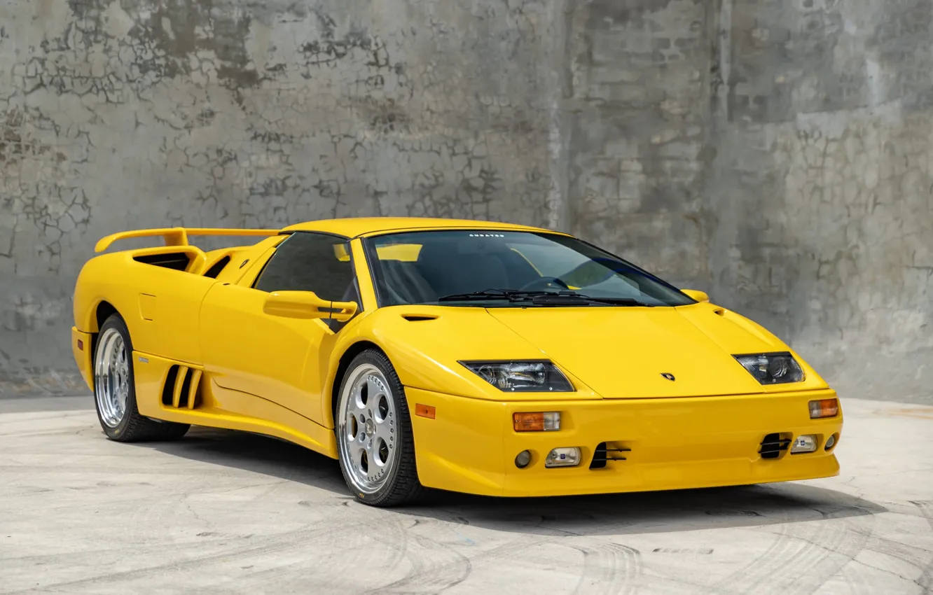 Фото обои желтый, Lamborghini, суперкар, Diablo, ламборгини, Lamborghini Diablo VT Roadster