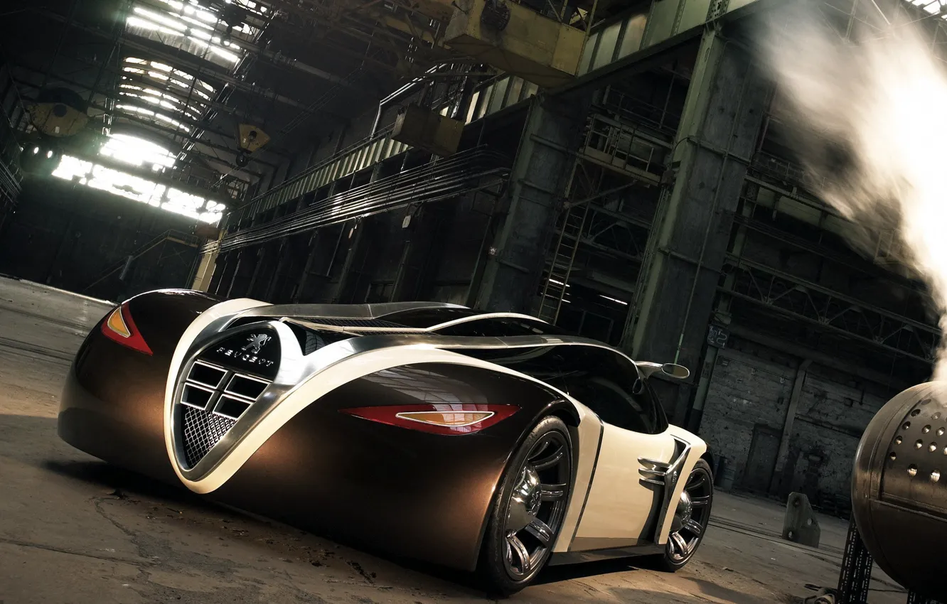 Фото обои Concept, завод, Peugeot, суперкар, supercar, автомобиль, 2003, 4002