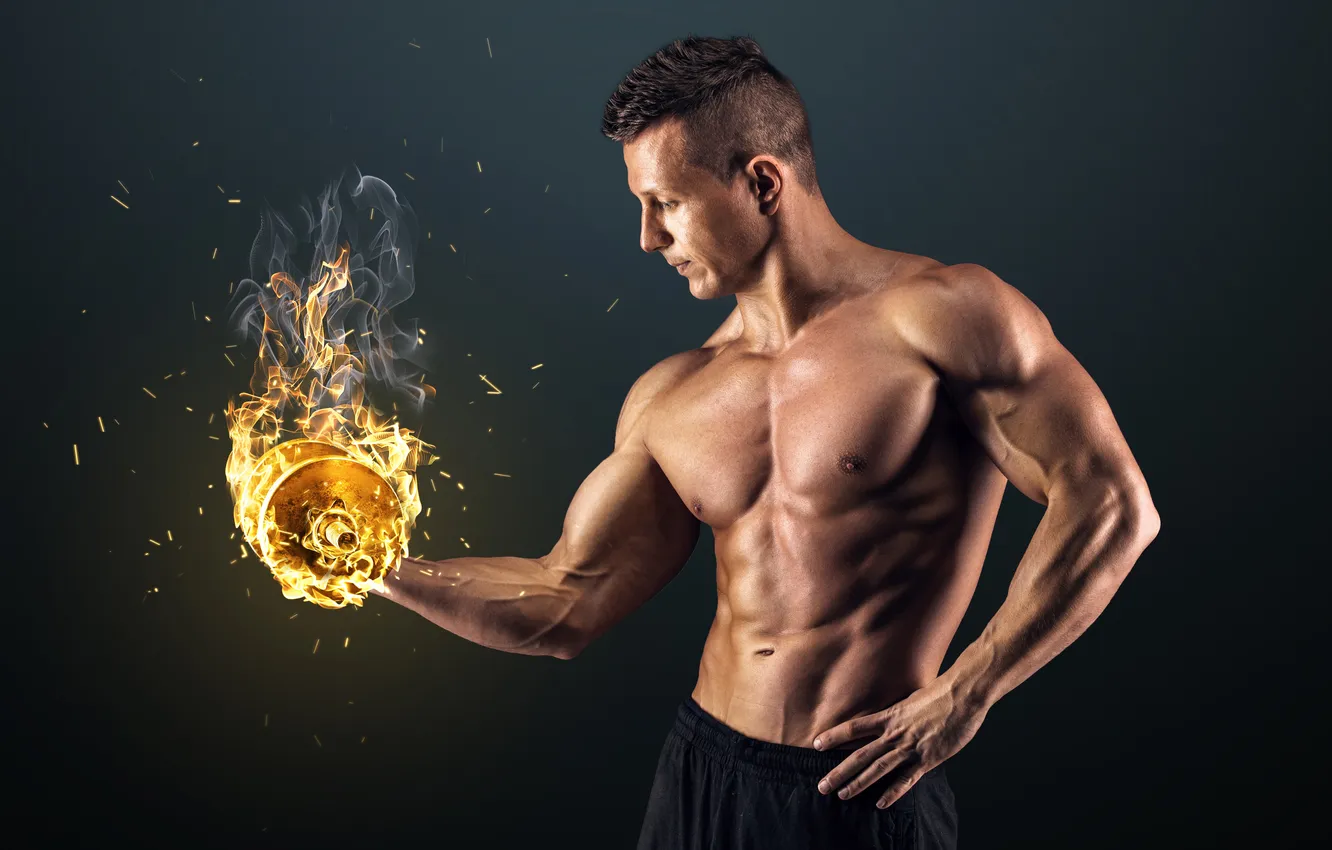 Фото обои fire, exercise, guy, handsome, first, fitness, gym, fat