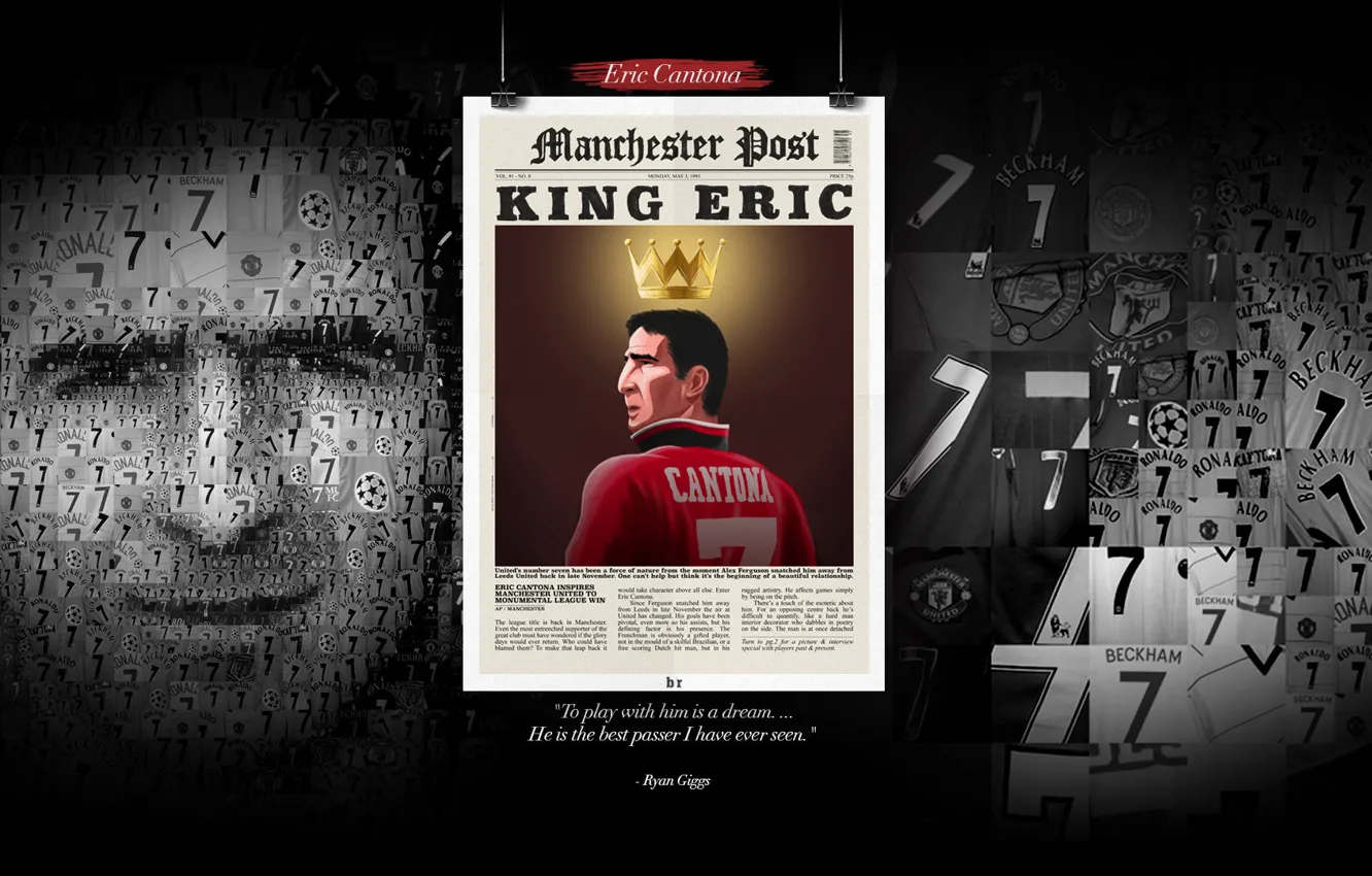 Фото обои wallpaper, sport, football, legend, Manchester United, player, Eric Cantona