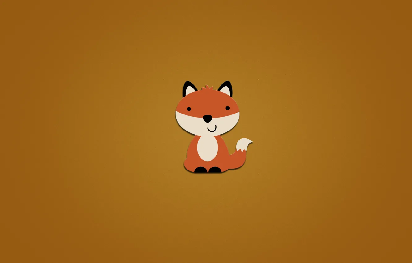 Фото обои улыбка, животное, минимализм, лиса, хвост, оранжевый фон, сидит, fox