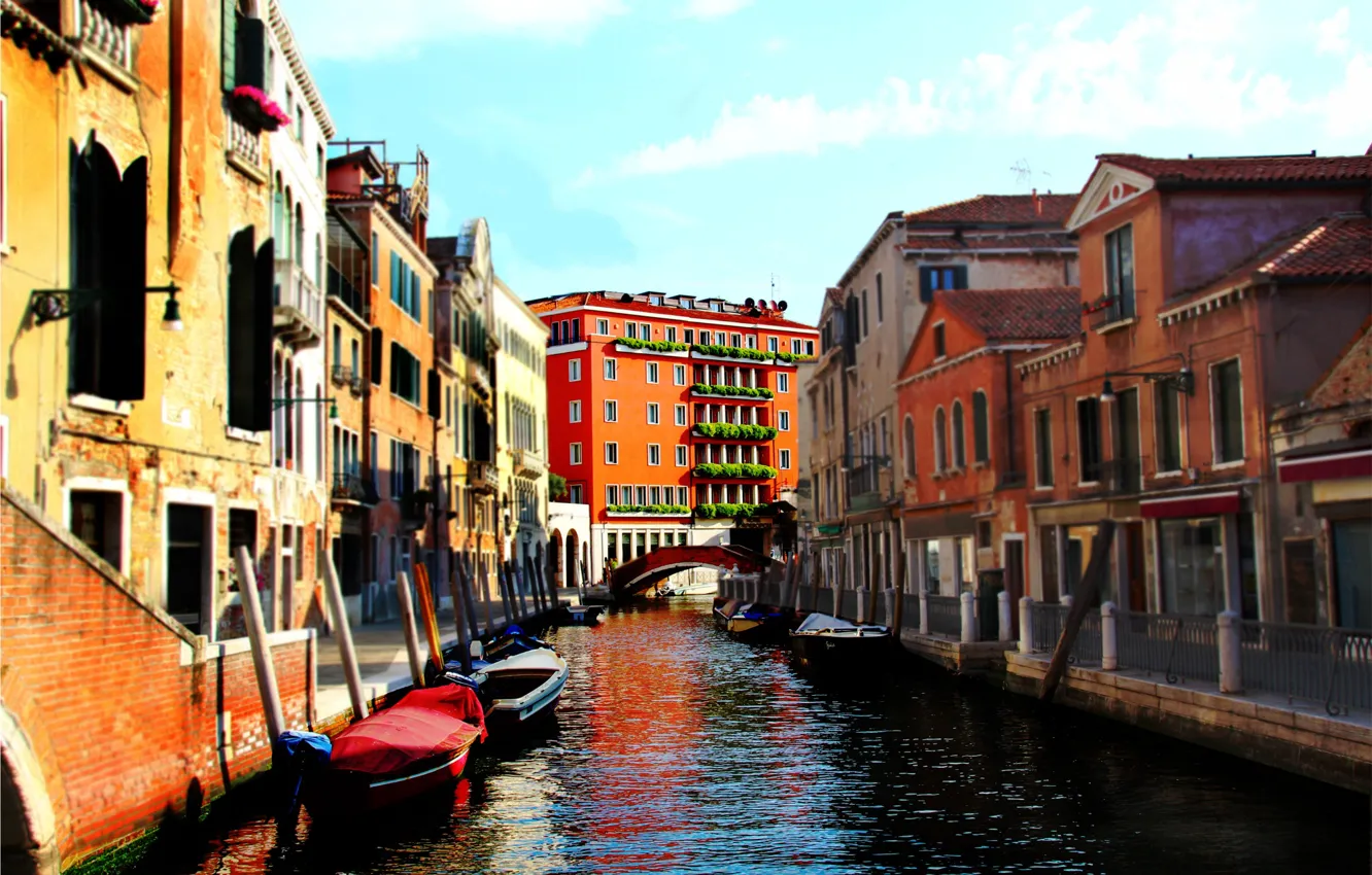 Фото обои city, colorful, Italy, bridge, water, houses, color, Venice