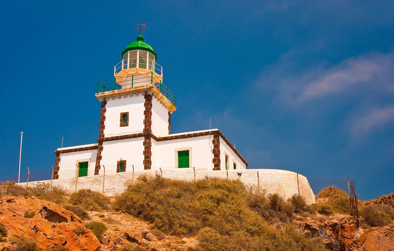 Фото обои маяк, Санторини, Греция, Santorini, Акротири, Greec, Akrotiri