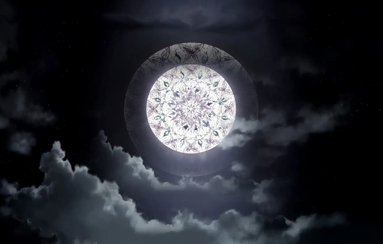 Фото обои облака, ночь, луна, Zetsuen no Tempest