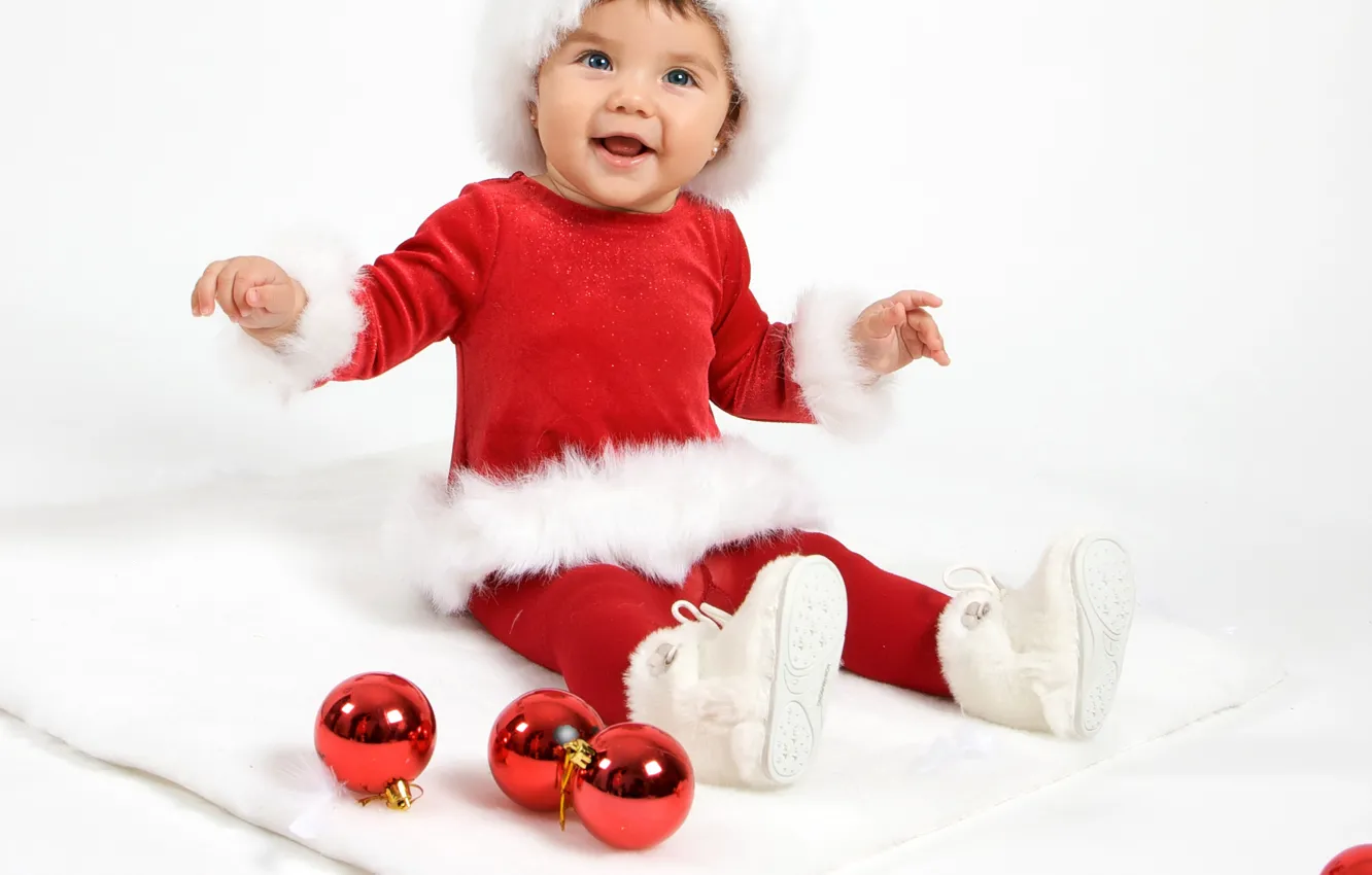 Фото обои праздник, Новый Год, Рождество, Christmas, New Year, child, baby, santa