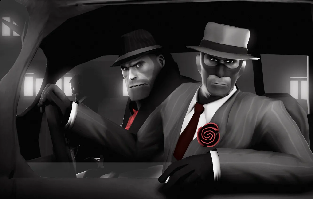 Фото обои шпион, Team Fortress 2, spy, heavy, noire