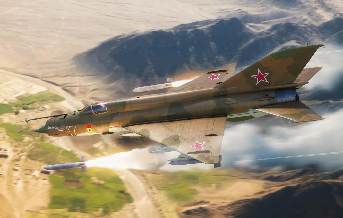 Фото обои ВВС СССР, МиГ-21бис, фронтовой истребитель, Adam Tooby, MiG-21bis