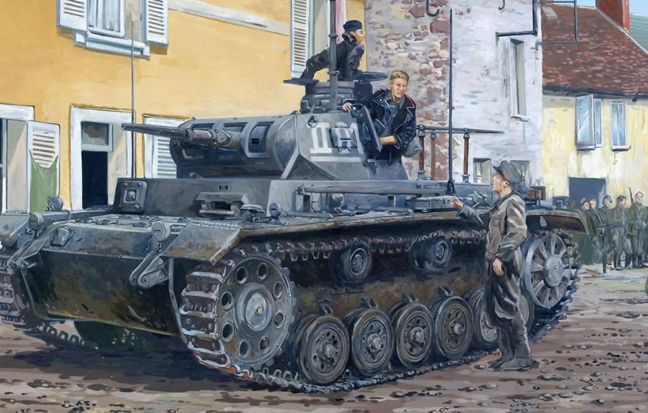 Фото обои рисунок, Panzerkampfwagen III, немецкий средний танк, Panzer III, Т-3, Pz.Kpfw. III Ausf. E