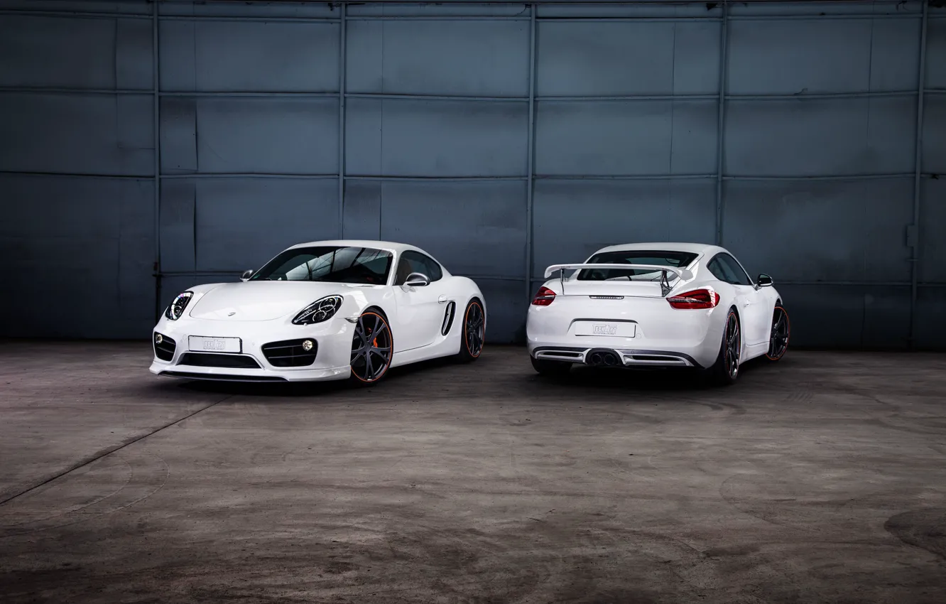 Фото обои белый, Porsche, Cayman, порше, TechArt, кайман