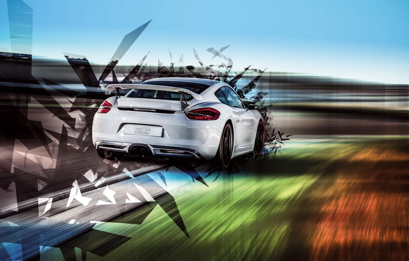 Фото обои Porsche, Cayman, порше, TechArt, 2015, кайман