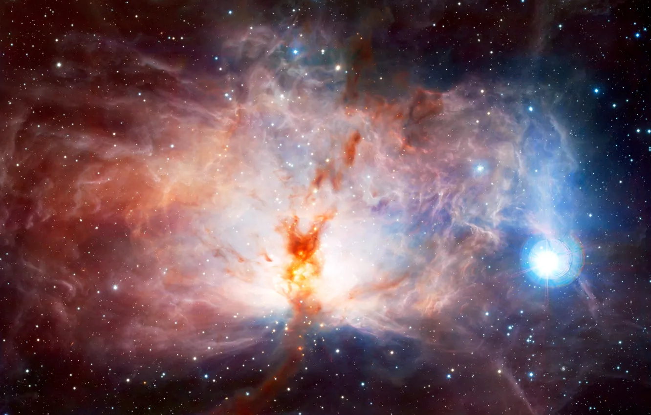 Фото обои космос, туманность, красота, Flame nebula, ngc 2024, туманность пламени