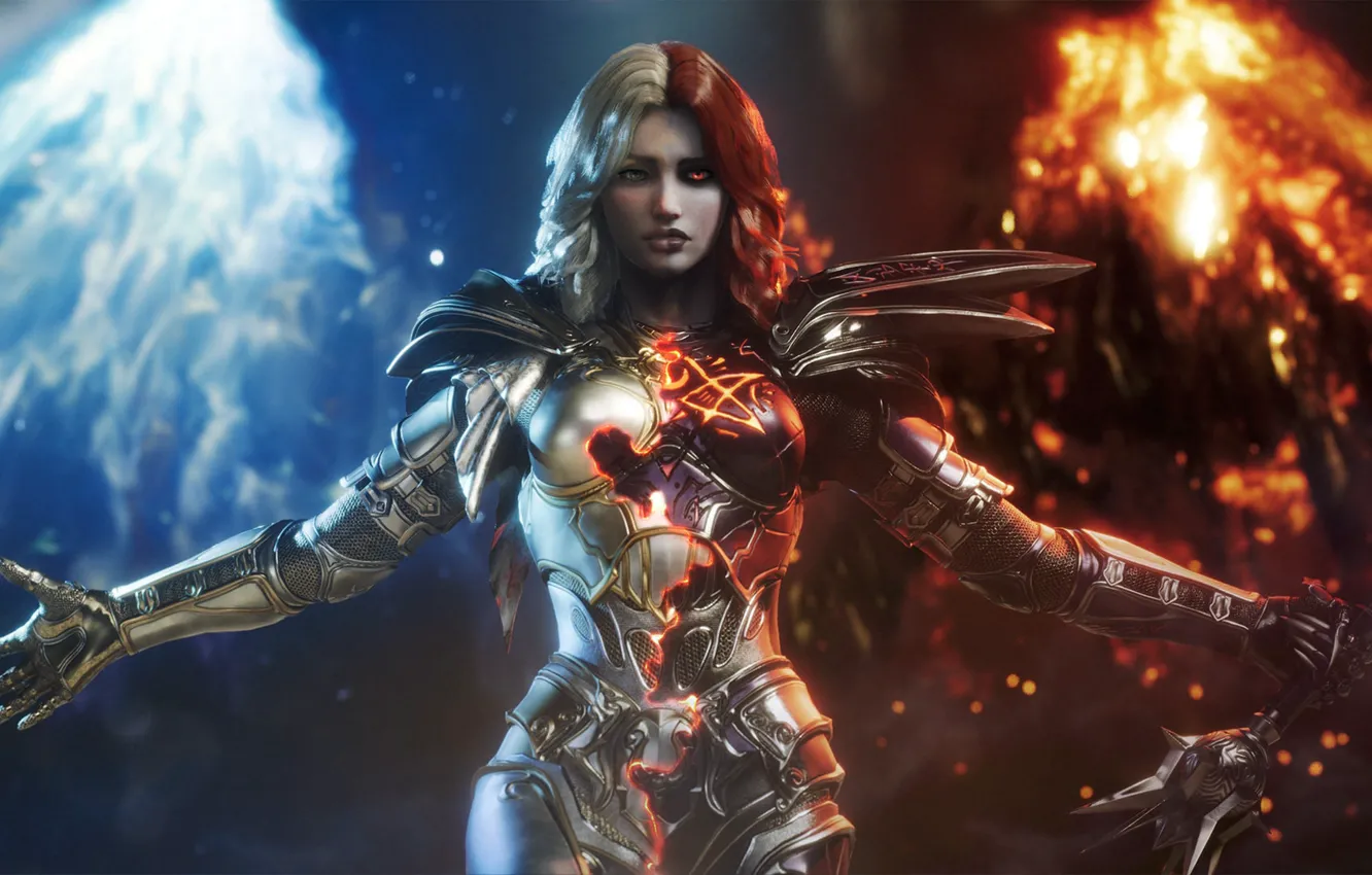 Фото обои girl, game, armor, weapon, woman, Paragon, mahou, warrio