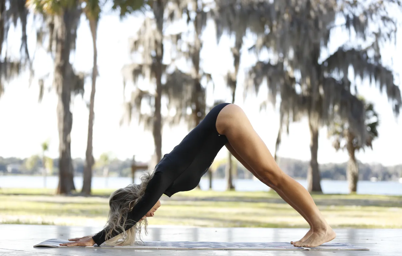 Фото обои blonde, pose, workout, yoga, elongation